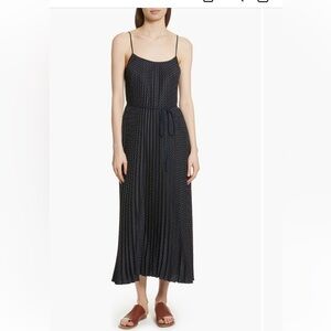 Vince polka dot pleated slip dress size small